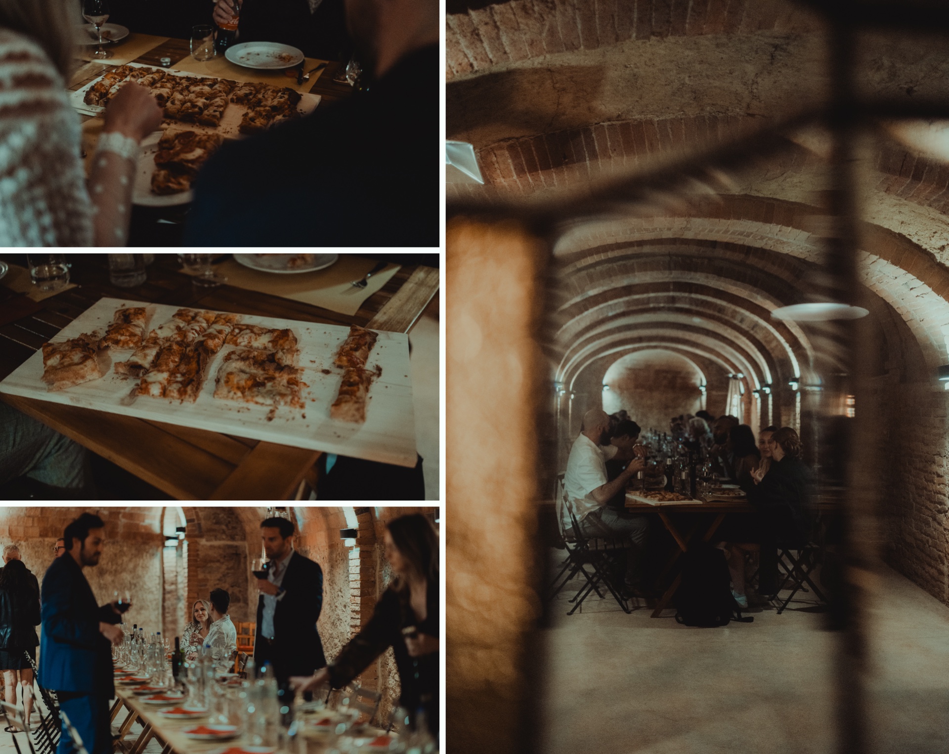 Pizza party welcome dinner before a wedding at Villa Castelletto in Tuscany