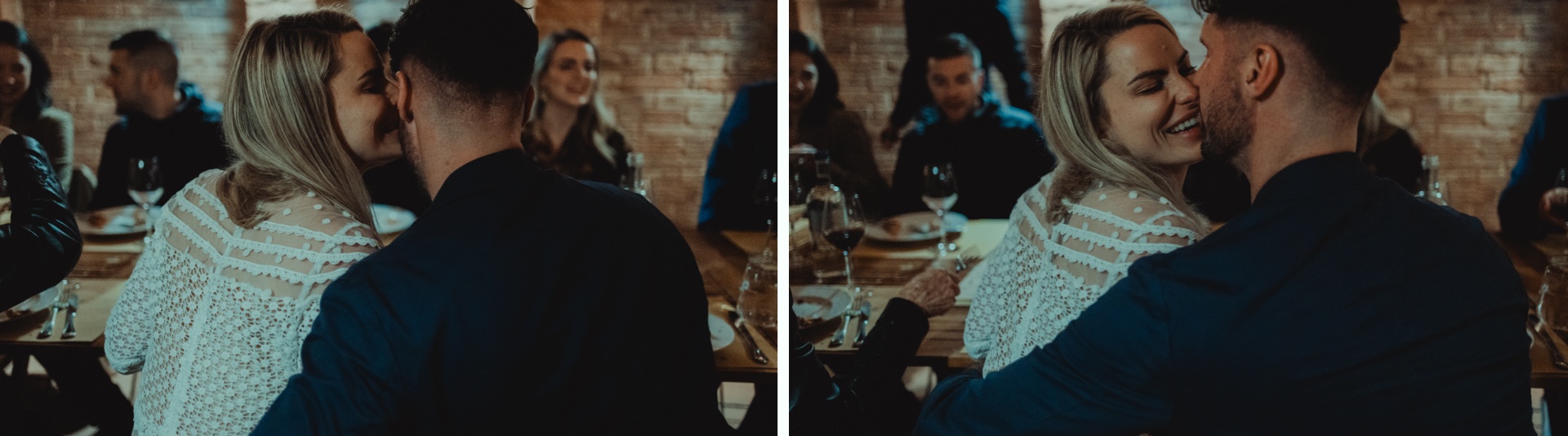 Bride and groom celebrating their pre-wedding pizza party in Tuscany