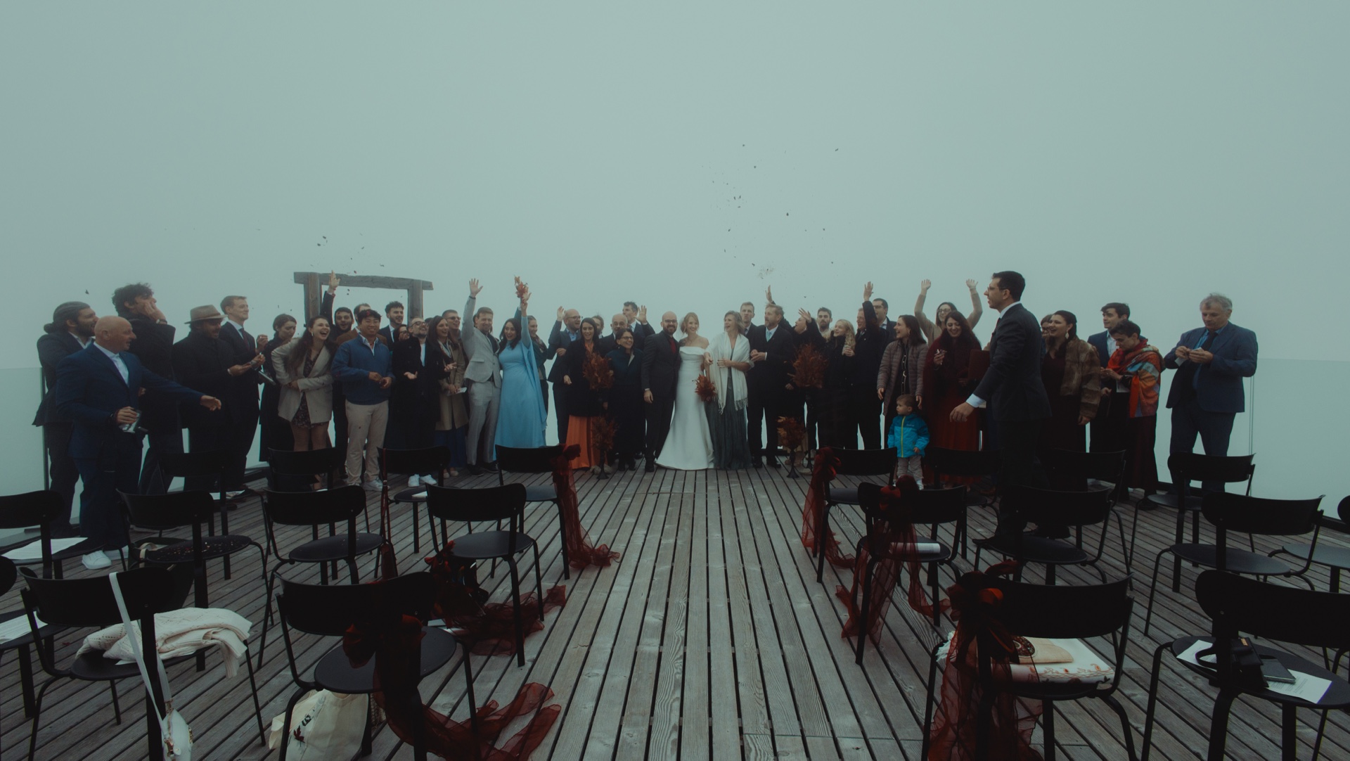 International couple celebrating their wedding at Doss del Sabion