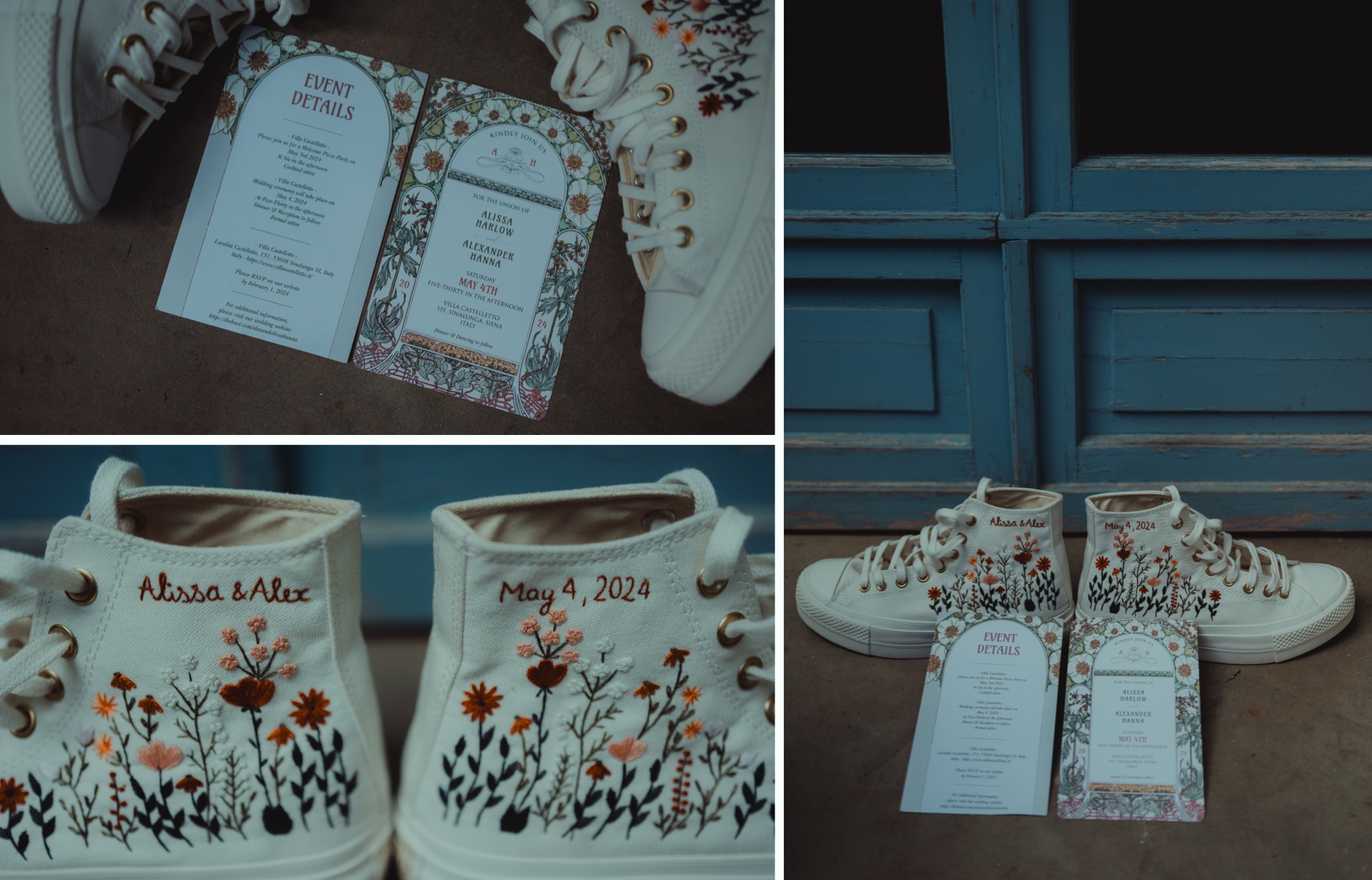 Wedding dress details during a destination wedding in Tuscany