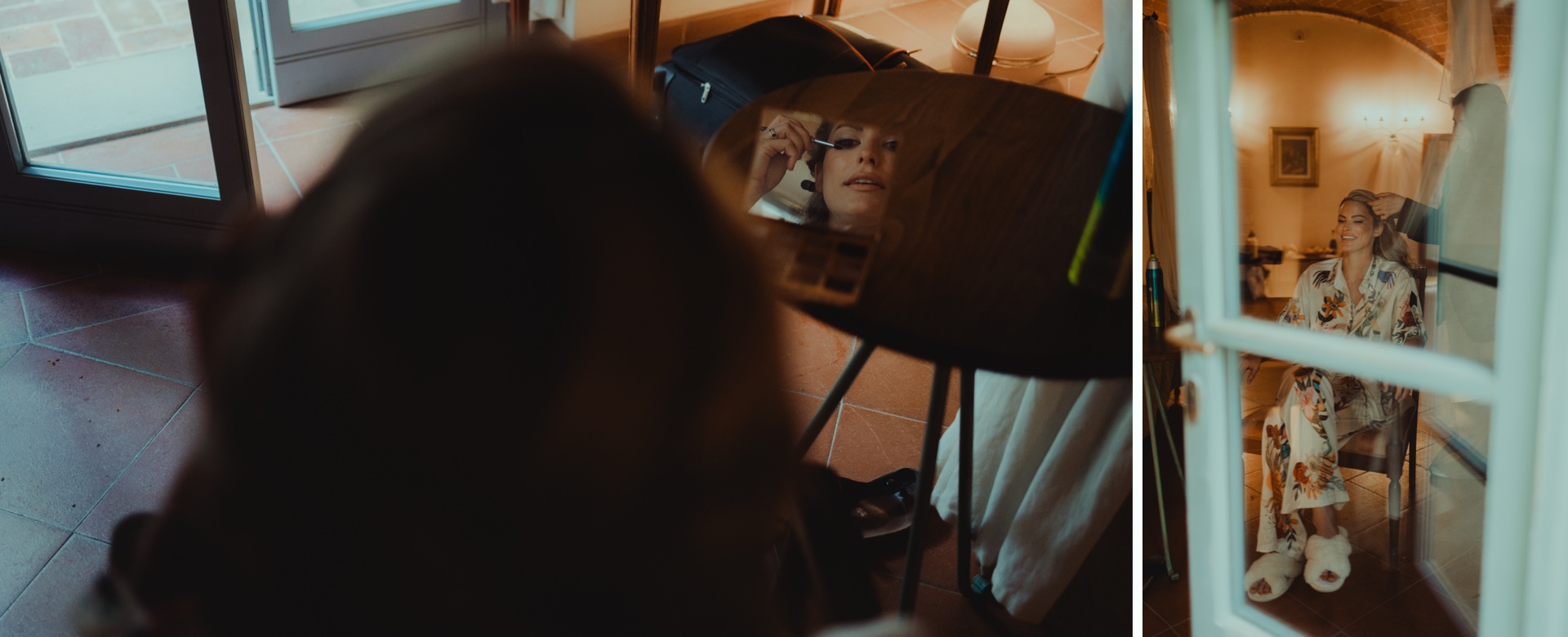 Bridal preparation at Villa Castelletto before a destination wedding in Tuscany