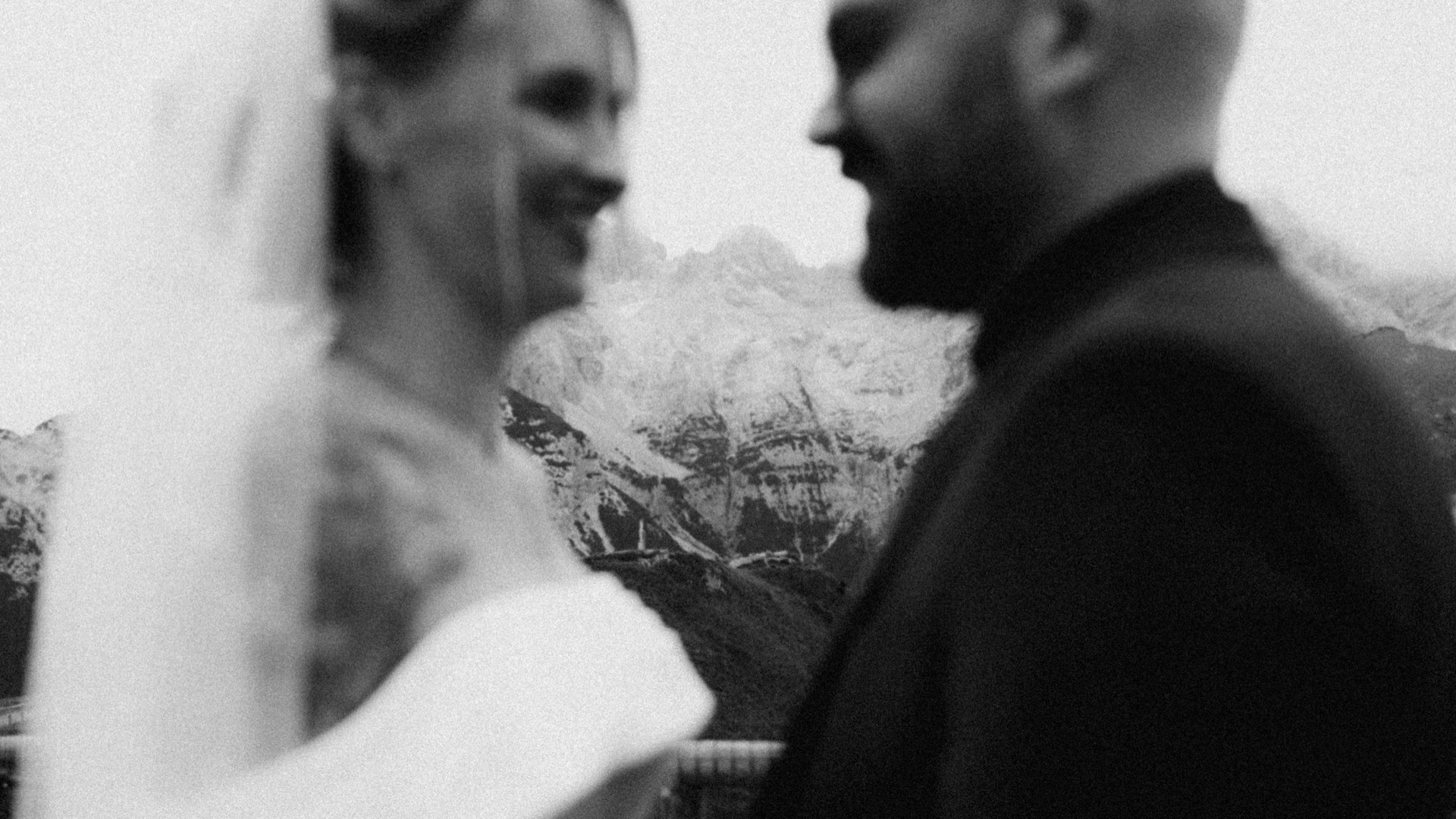 Bride and groom at Doss del Sabion in the Brenta Dolomites