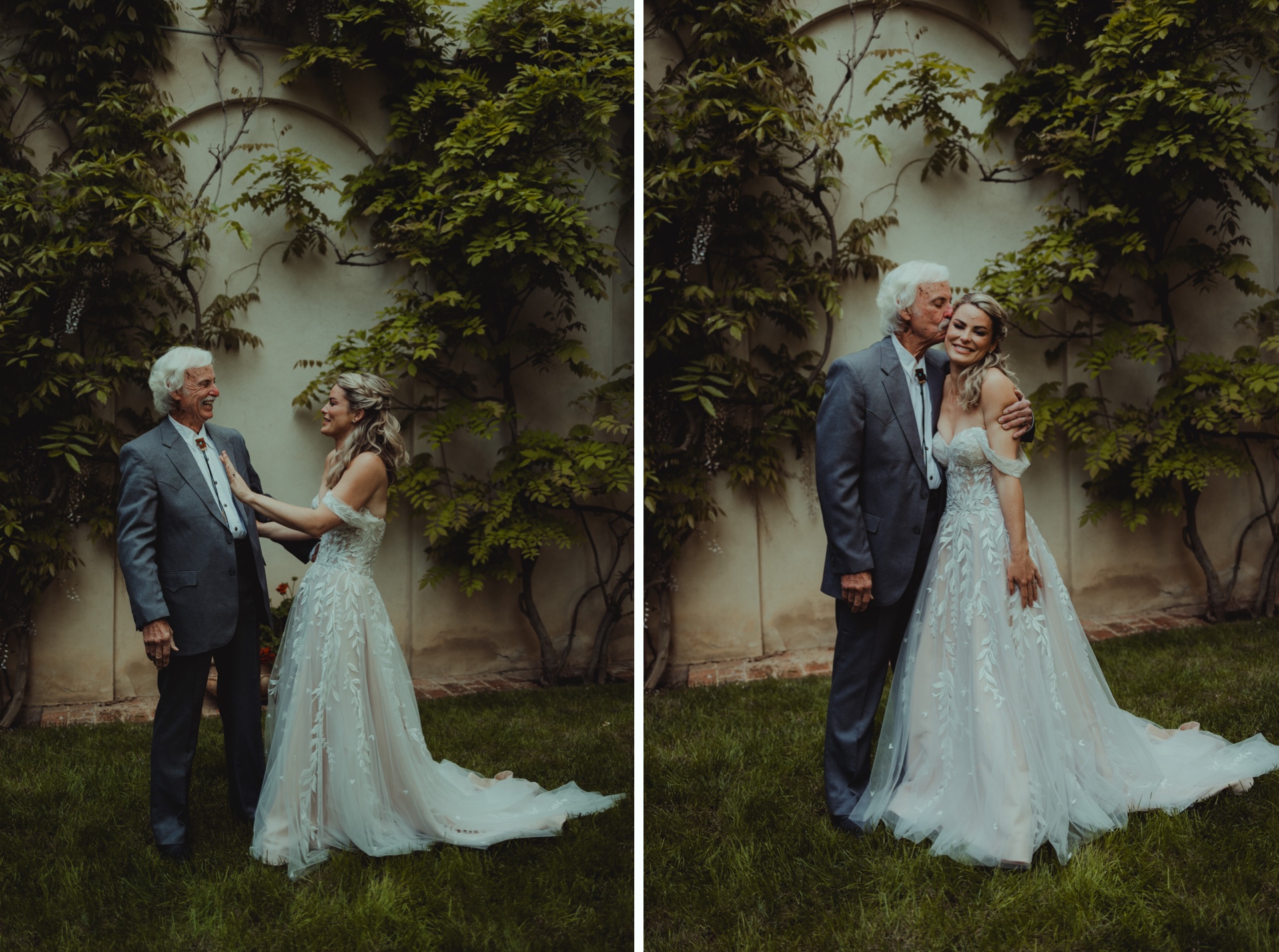 Emotional moment between the bride and her bridesmaids before the ceremony