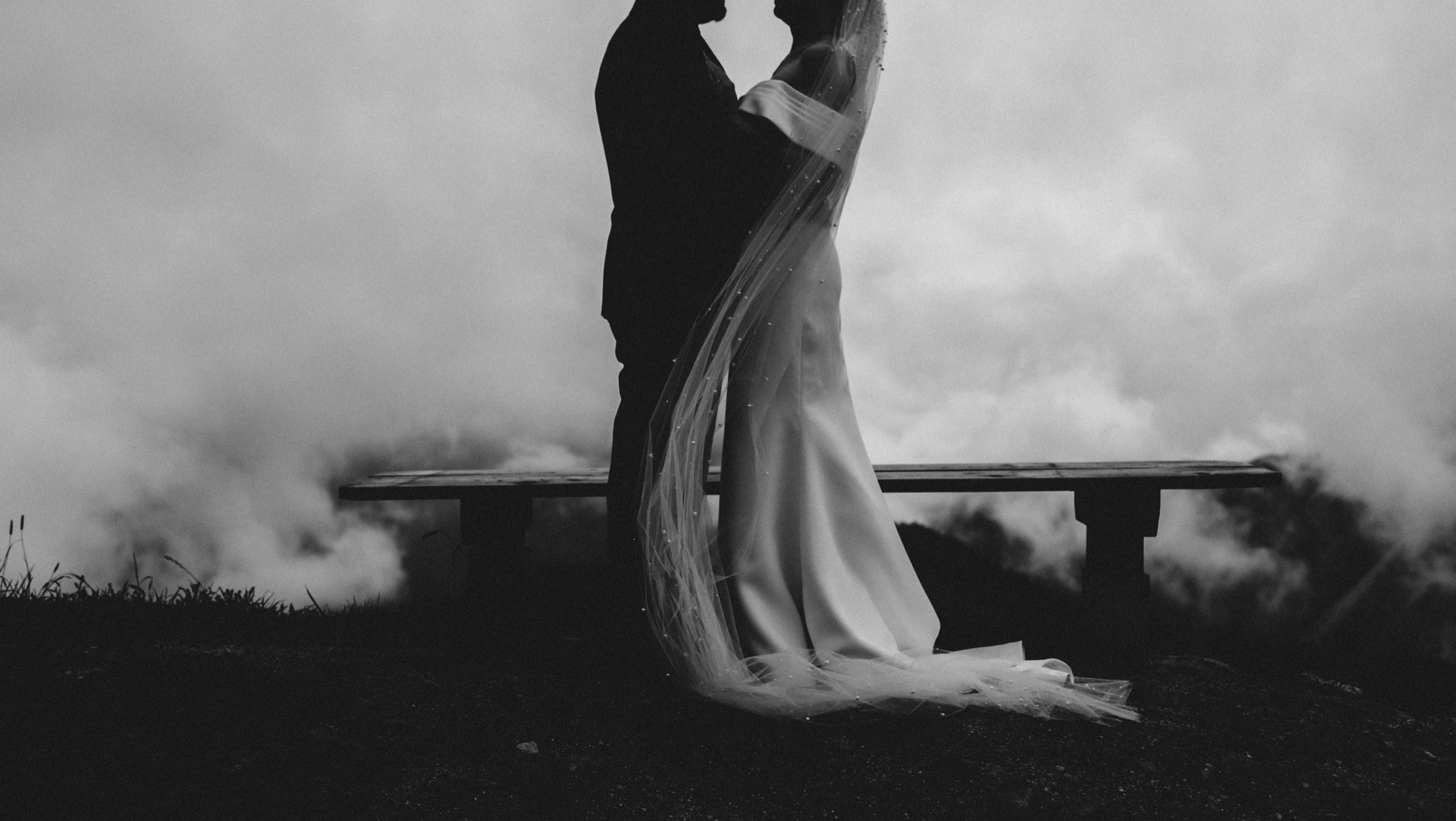 Bride and groom at Doss del Sabion in the Brenta Dolomites