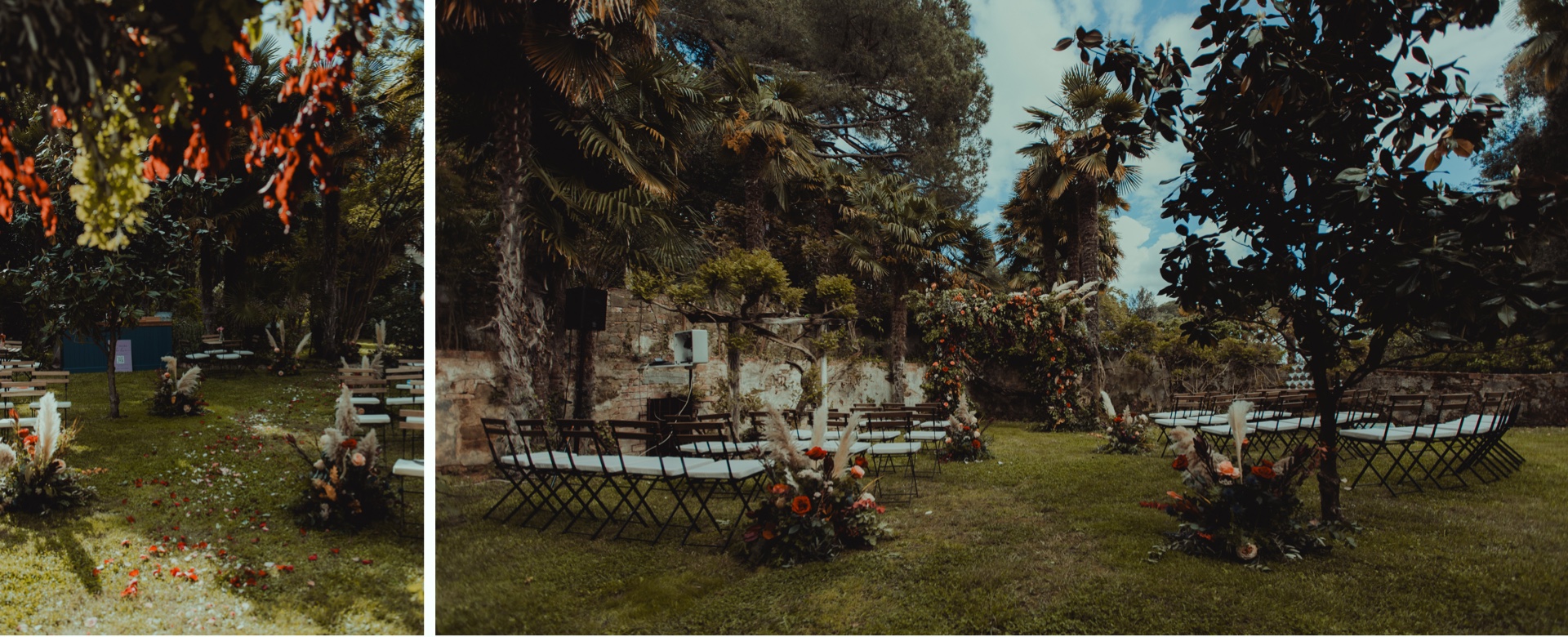 Outdoor wedding ceremony at Villa Castelletto in Tuscany