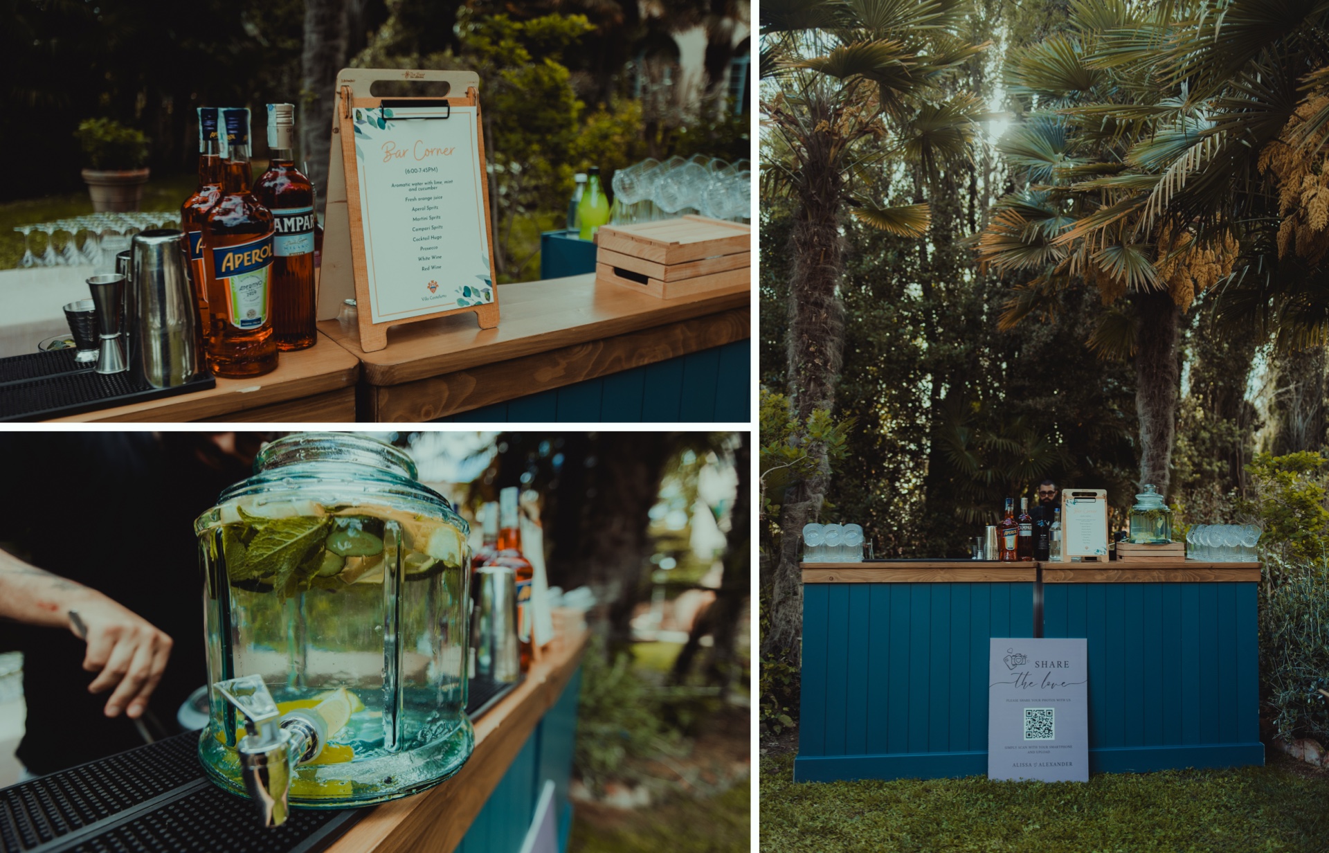 Guests enjoying an Italian aperitivo during a Tuscany destination wedding