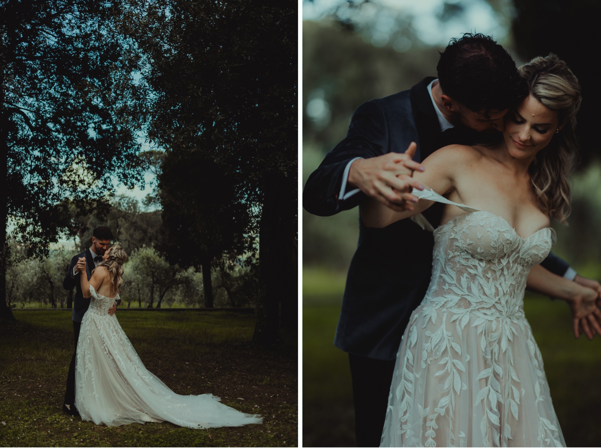 Intimate wedding portraits at Villa Castelletto near Siena