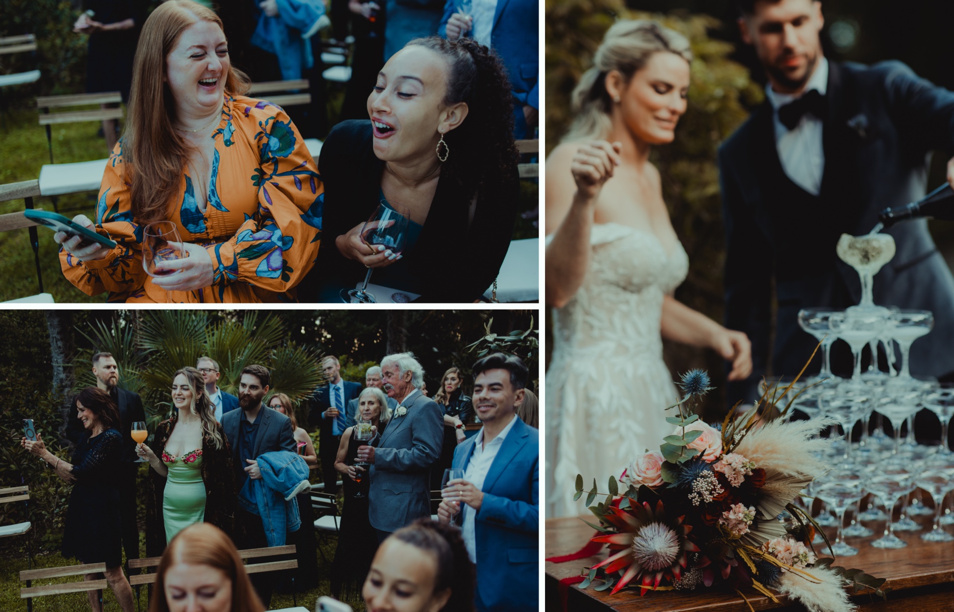 Wedding cocktail hour at Villa Castelletto in Tuscany
