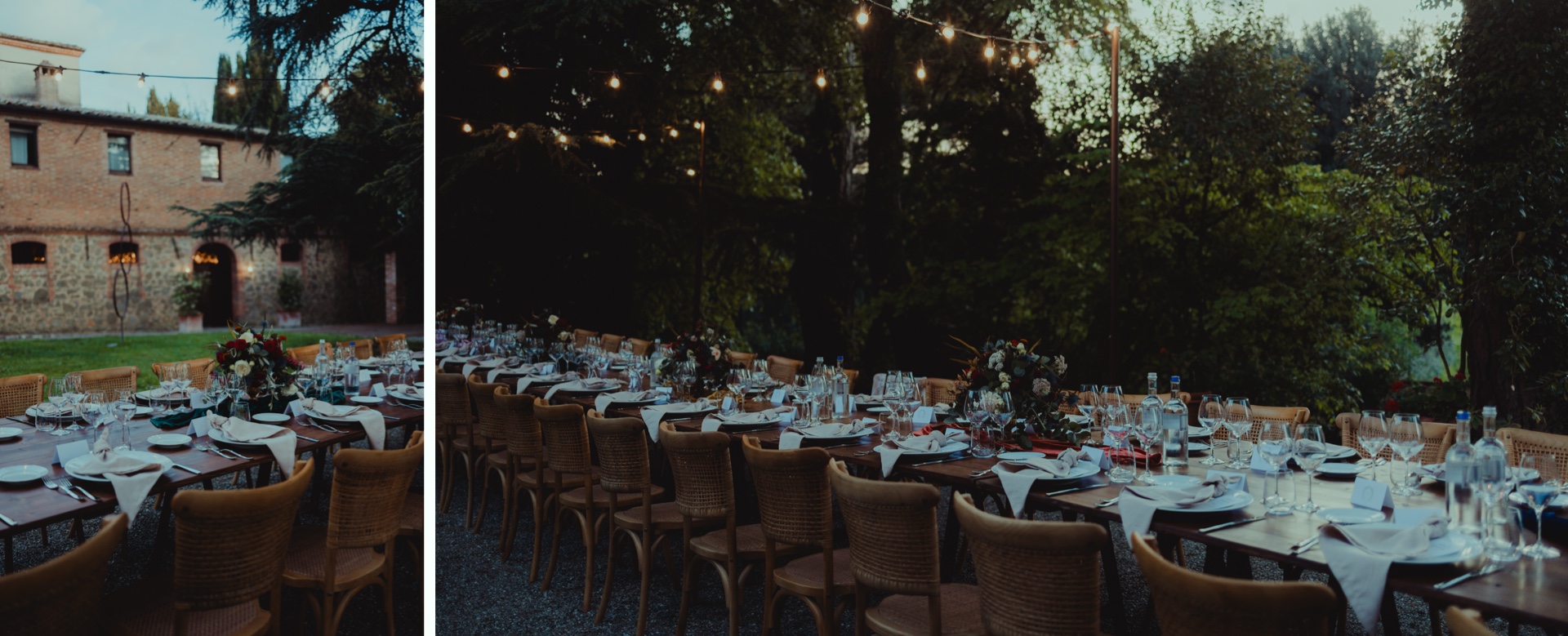 Wedding dinner under the Tuscan sky at Villa Castelletto